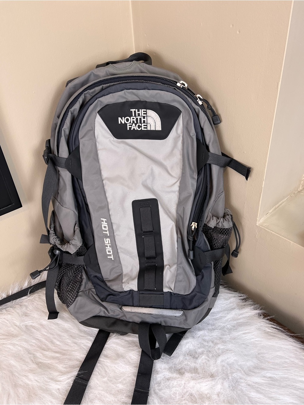The North Face Gray and Black Hot Shot Backpack